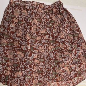 Anthropologie Floral A-Line Skirt in Brown and Pink
